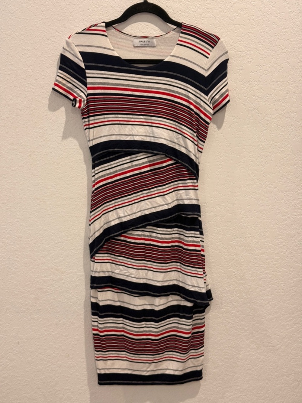 Bailey 44 Navy, White & Red Striped Short Sleeve Mini Dress